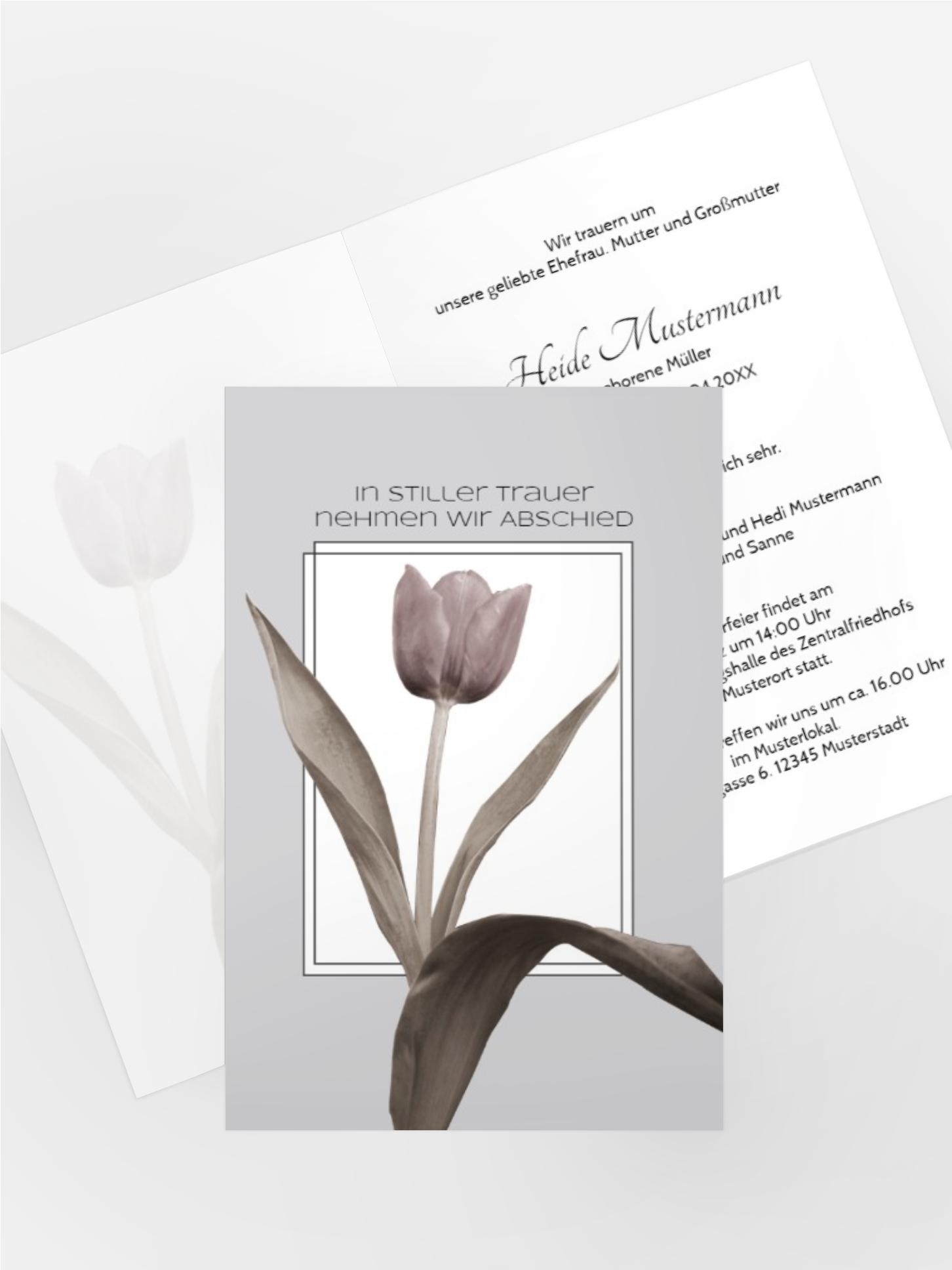 Trauerkarte Tulpe hoch