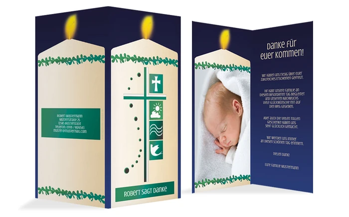 Taufe Dankeskarte Taufkerze