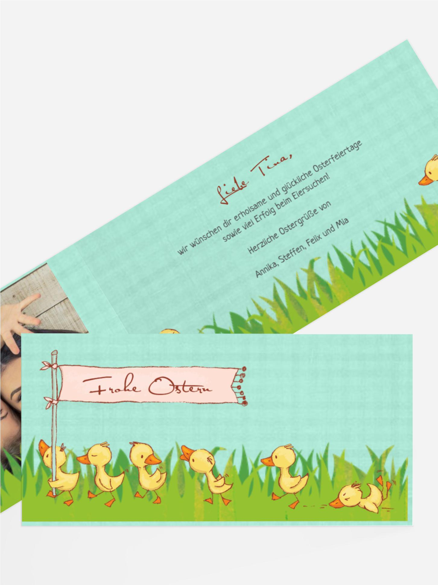 Osterkarte Entenmarsch