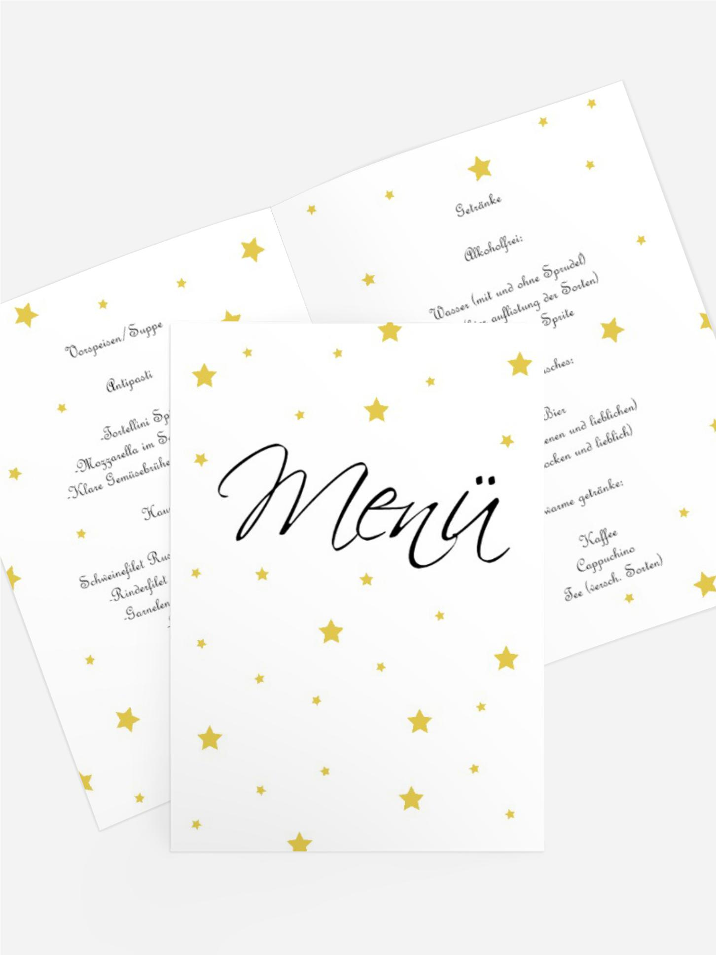 Weihnachtsmenükarte Sterne