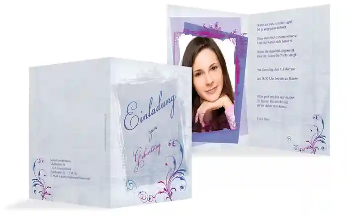 Einladungskarte zum Geburtstag floral Foto