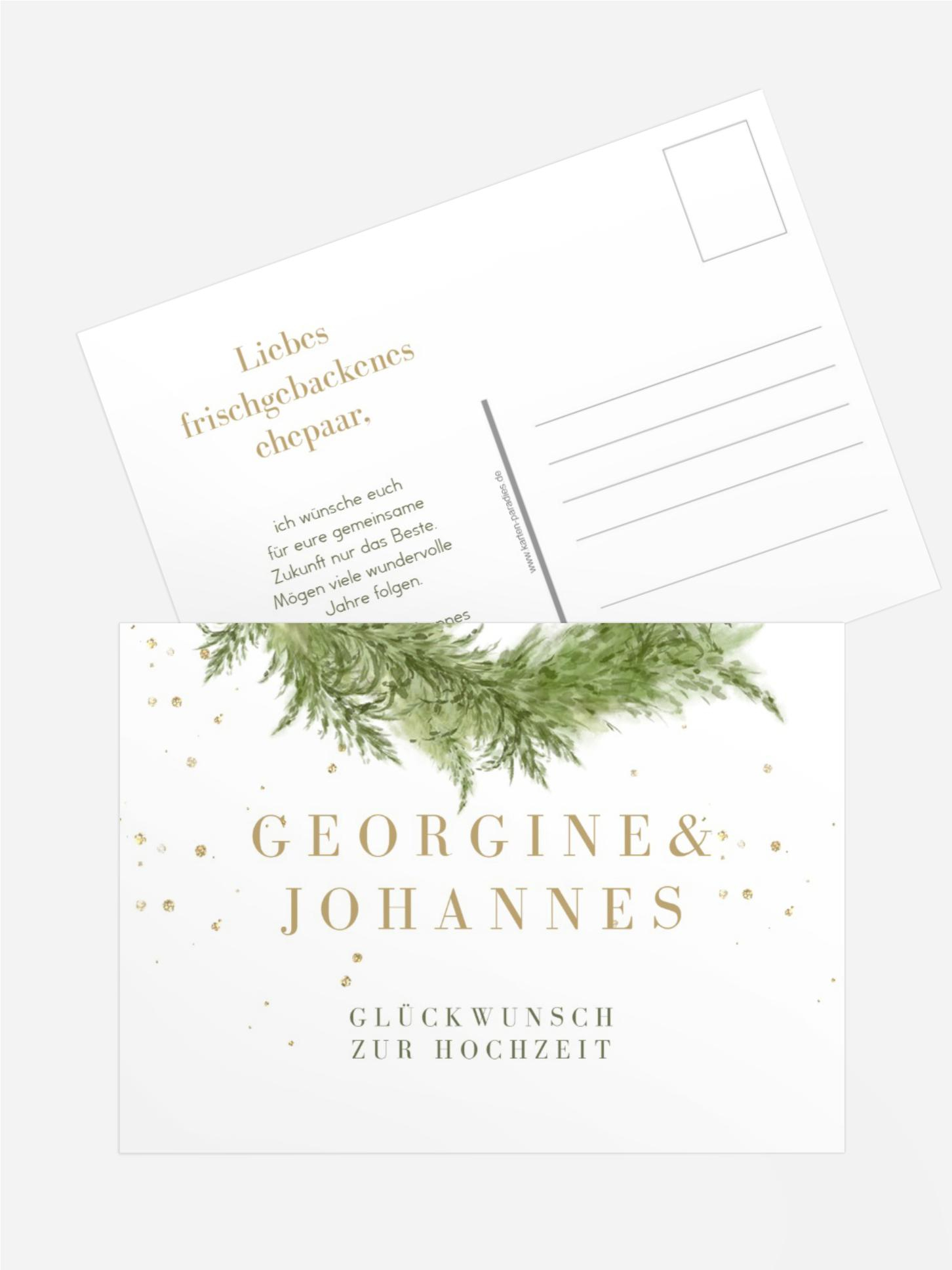 Glückwunschkarte zur Hochzeit Grün-Zweig