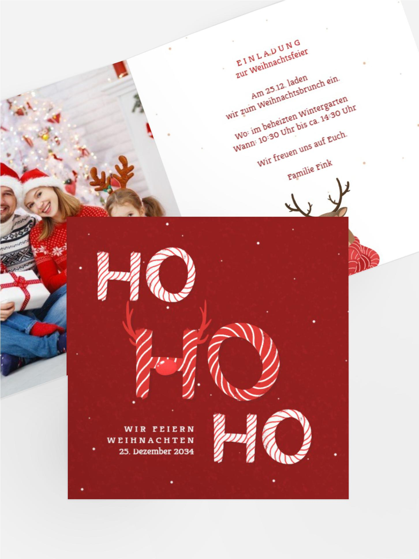 Weihnachtseinladung Ho Ho Ho Sweets