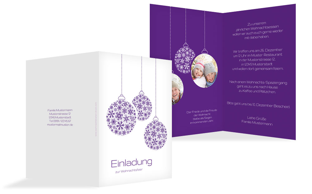 Weihnachtseinladung Privat Kugeln