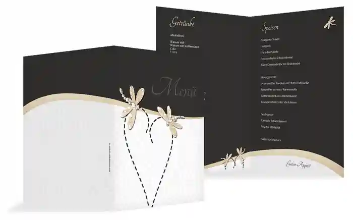 Menükarte Hochzeit Unzertrennlich