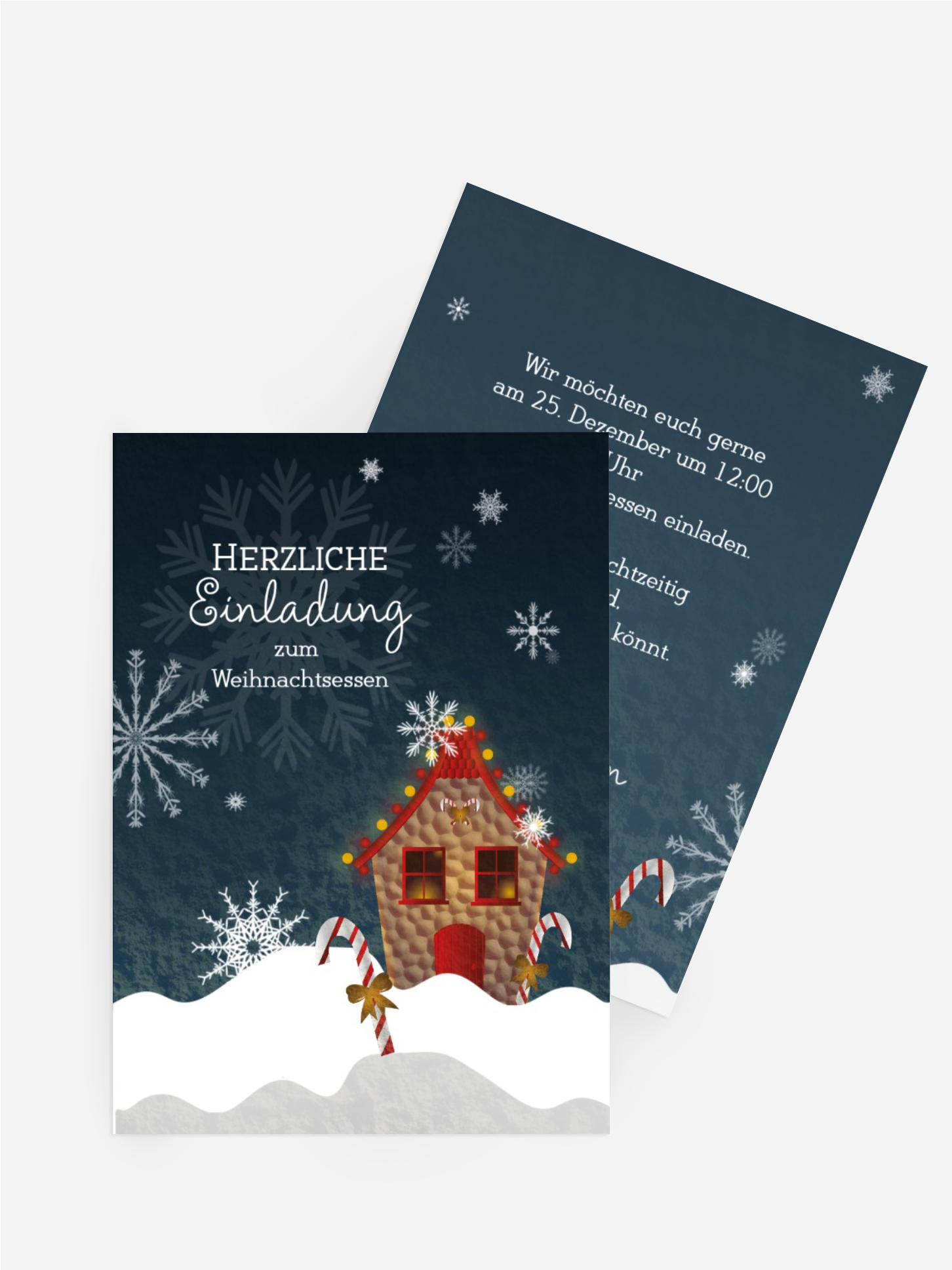 Weihnachtseinladung Häuschen