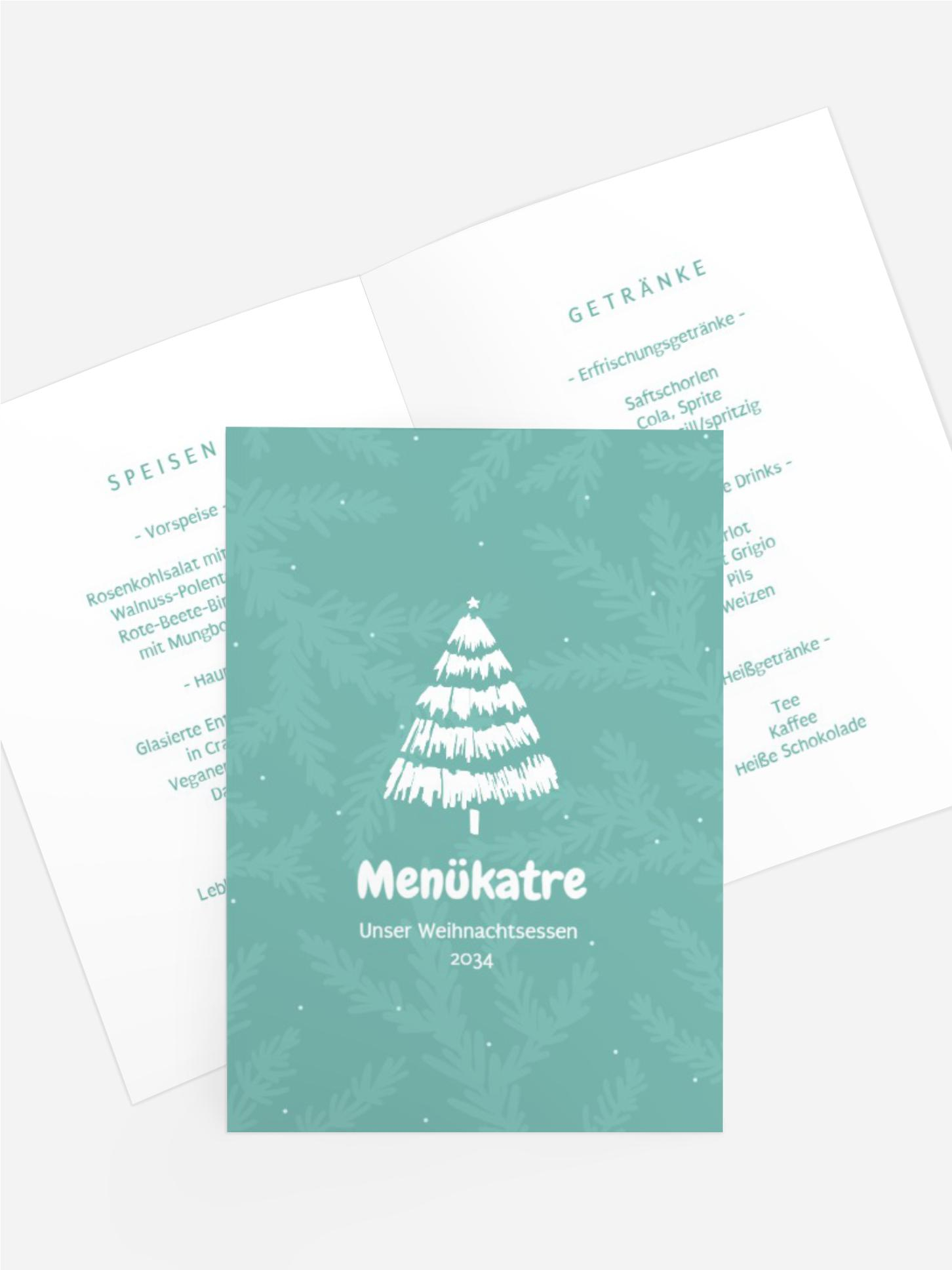 Weihnachtsmenükarte Kleiner Tannenbaum