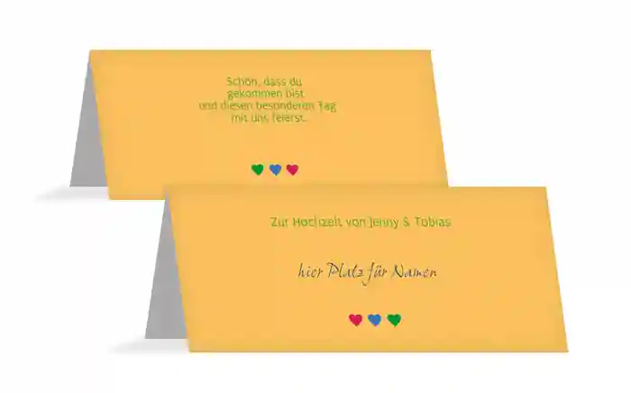 Tischkarte Dreiherzen