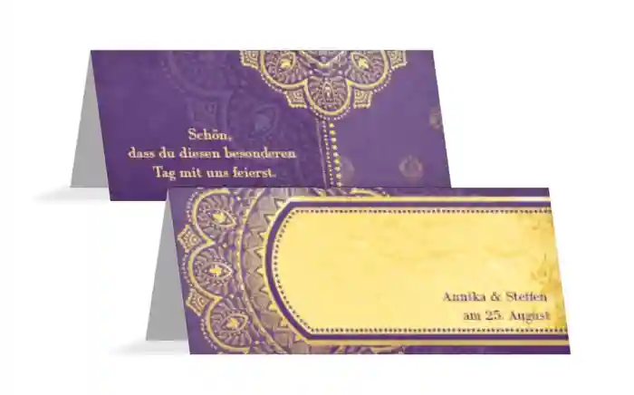 Tischkarte zur Hochzeit Mumbai