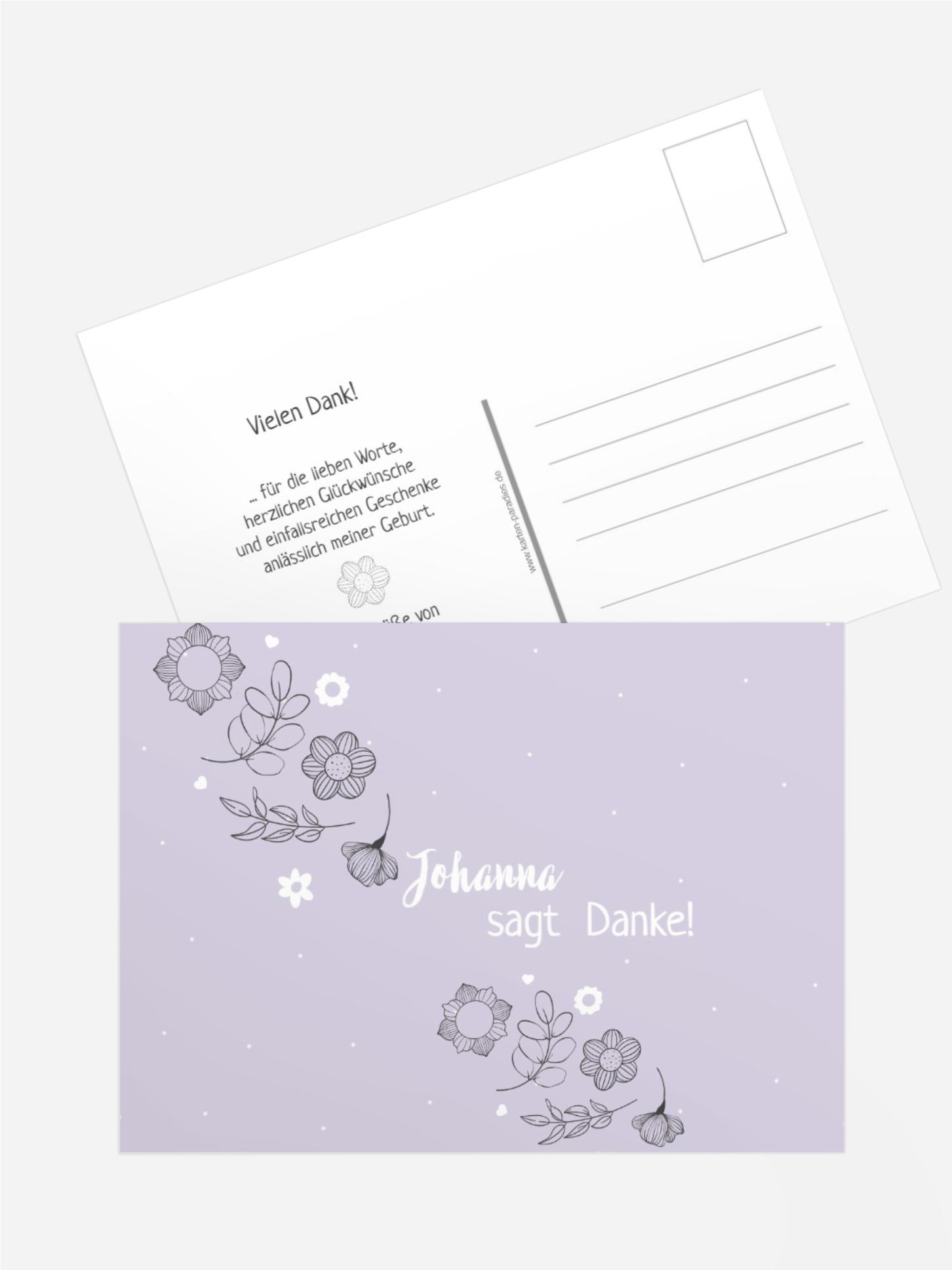 Baby Dankeskarte Sommerblumenregen