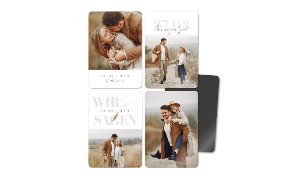 Fotomagnete zur Hochzeit Zugefächert