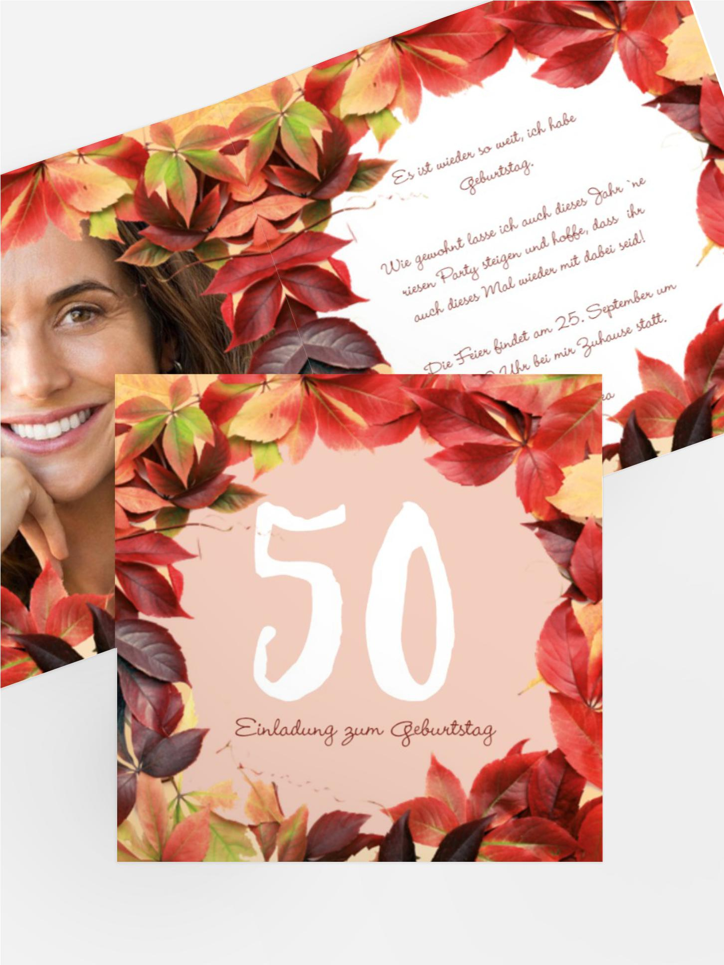 Geburtstagseinladung 50 Foto Blumentraum