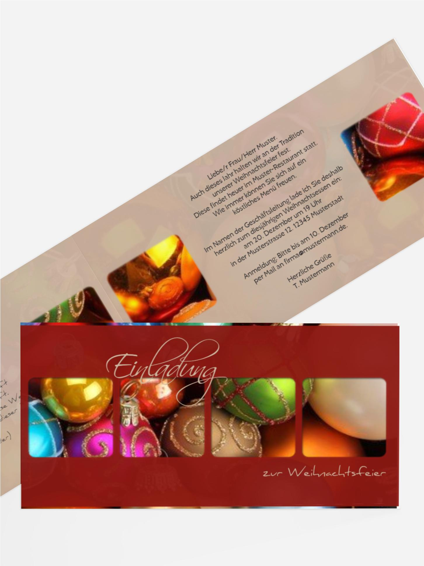 Weihnachten Einladung Geschäftlich Christbaumkugeln