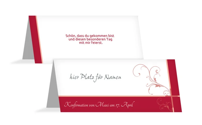 Tischkarte zur Konfirmation floral Tischkarte zur Konfirmation floral