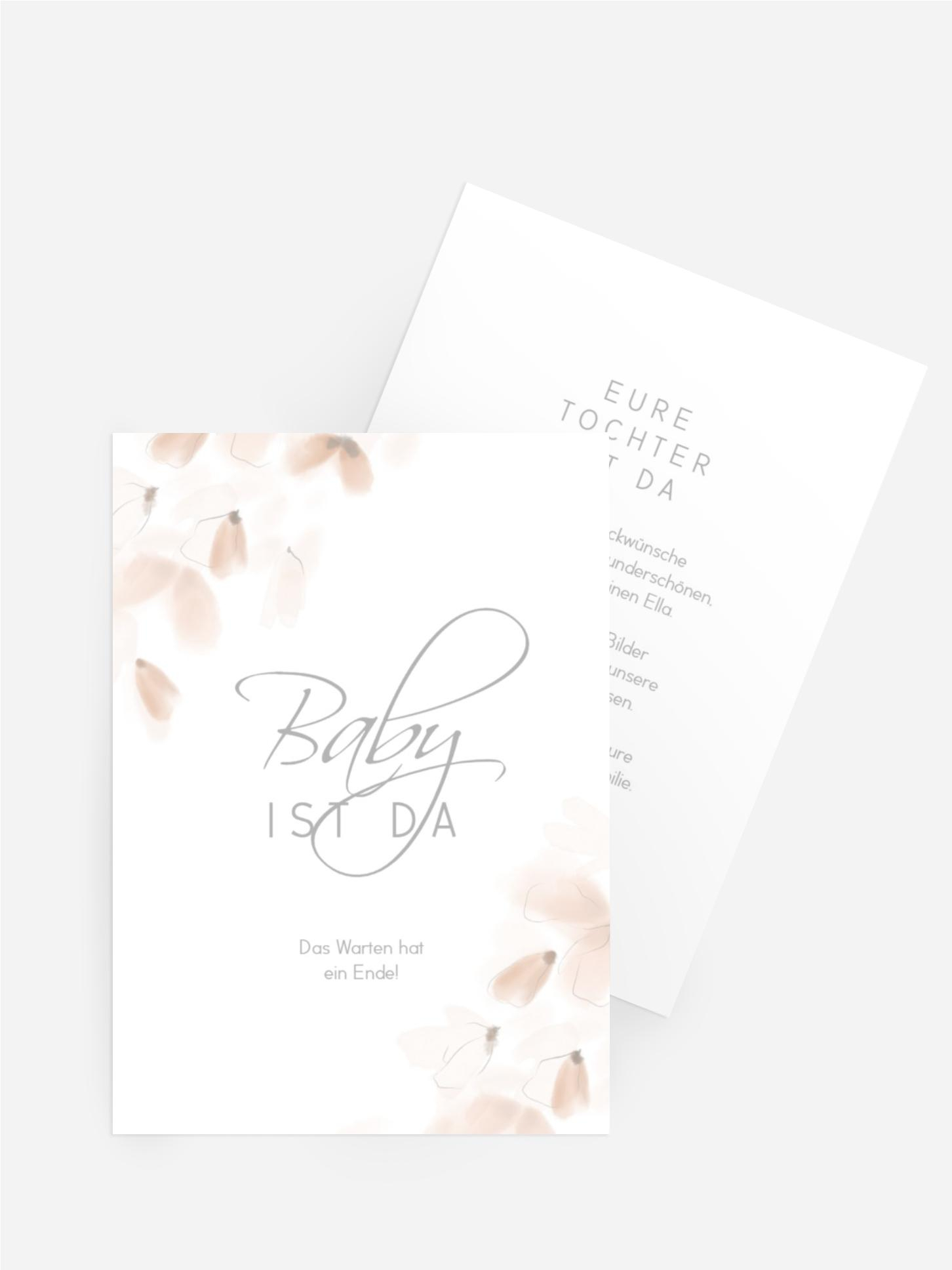 Glückwunschkarte zur Geburt Blumenhauch