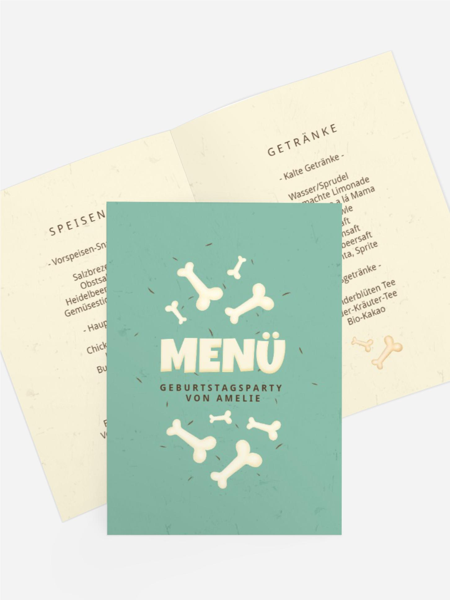 Menükarte Kindergeburtstag Hundefest