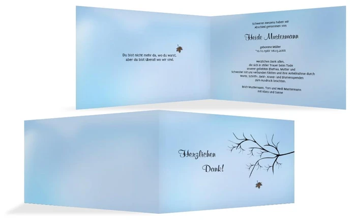 Dankeskarte Blatt quer