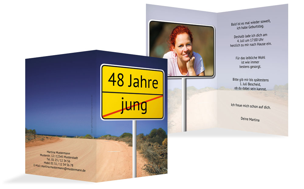 Einladung zum Geburtstag Straßenschild Foto