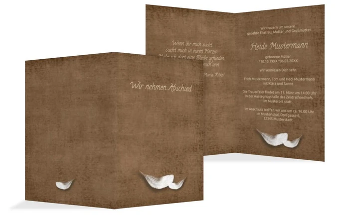 Trauerkarte Feder hoch