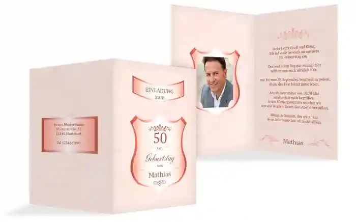 Geburtstagseinladung 50 label Foto
