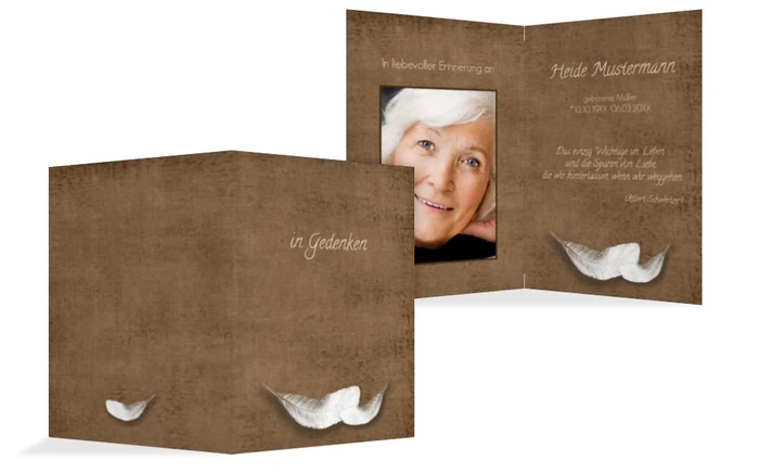 Sterbebildkarte Feder