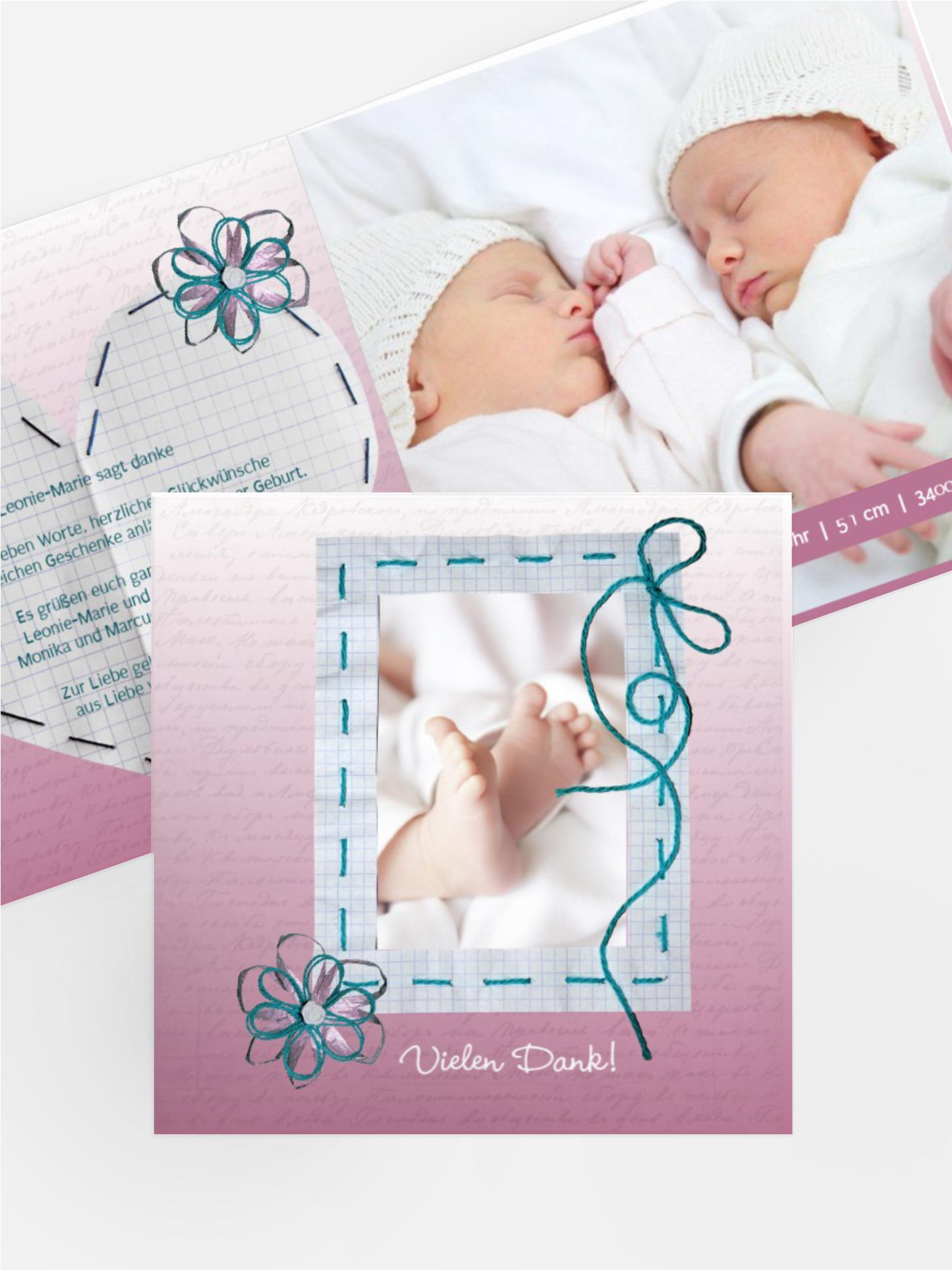 Geburt Dankeskarte Schnipp-Schnapp