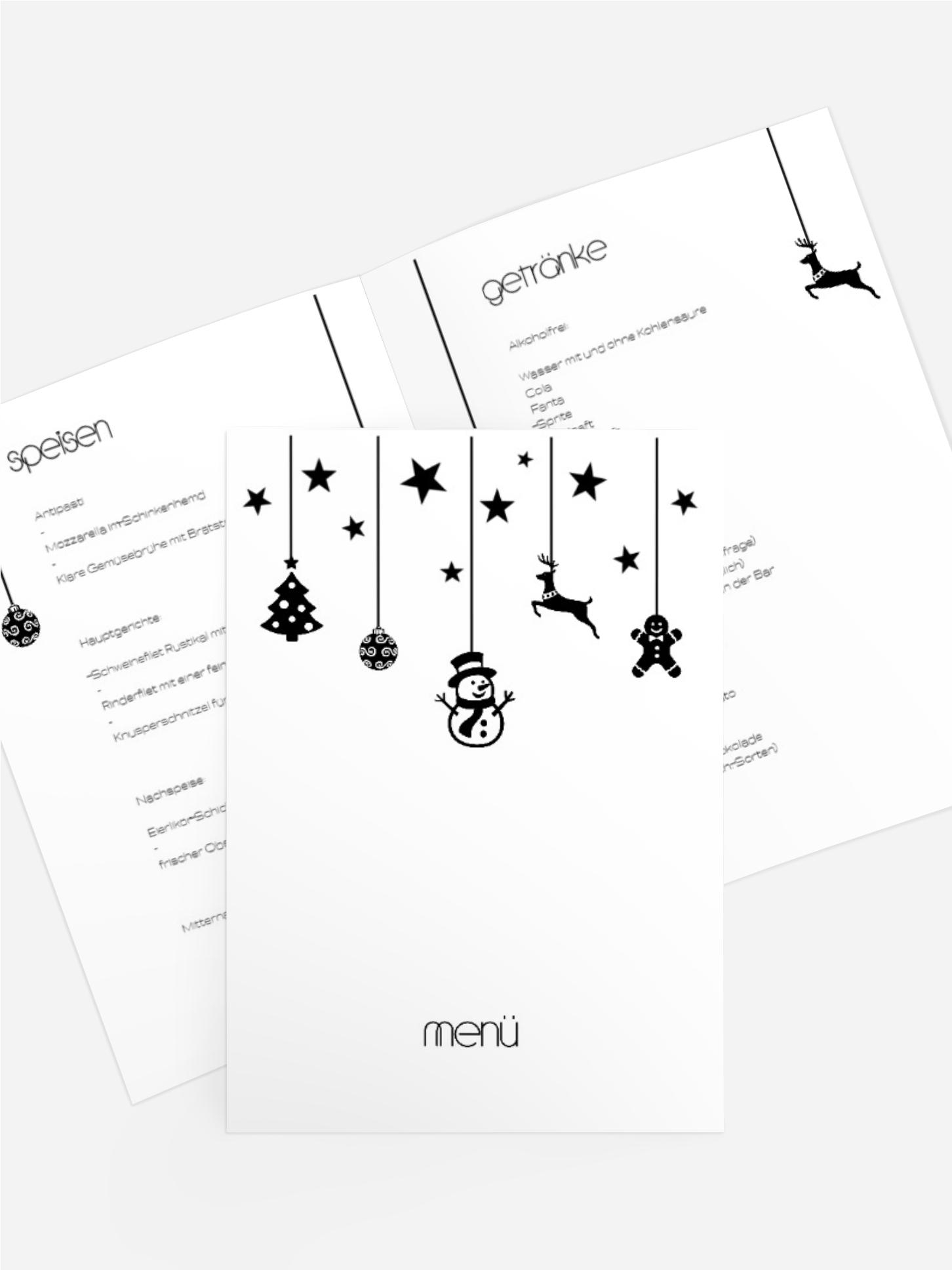 Menü zu Weihnachten Schmuckelemente