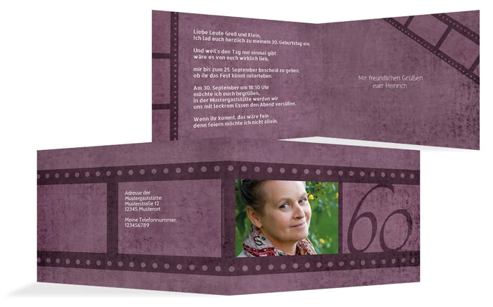 Geburtstagseinladung Retrofilm 60 Foto Geburtstagseinladung Retrofilm 60 Foto
