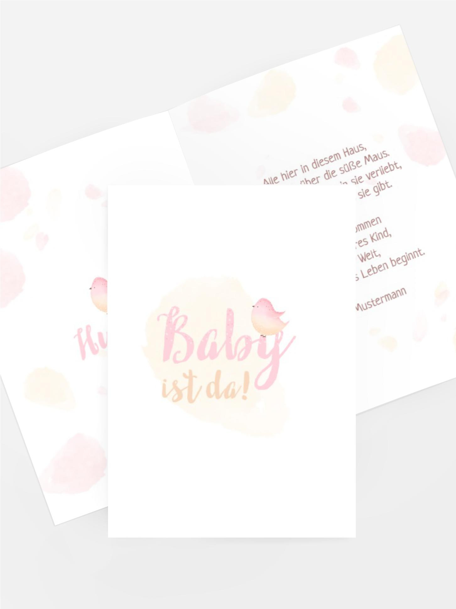 Glückwunschkarte zur Geburt Kleiner Vögel