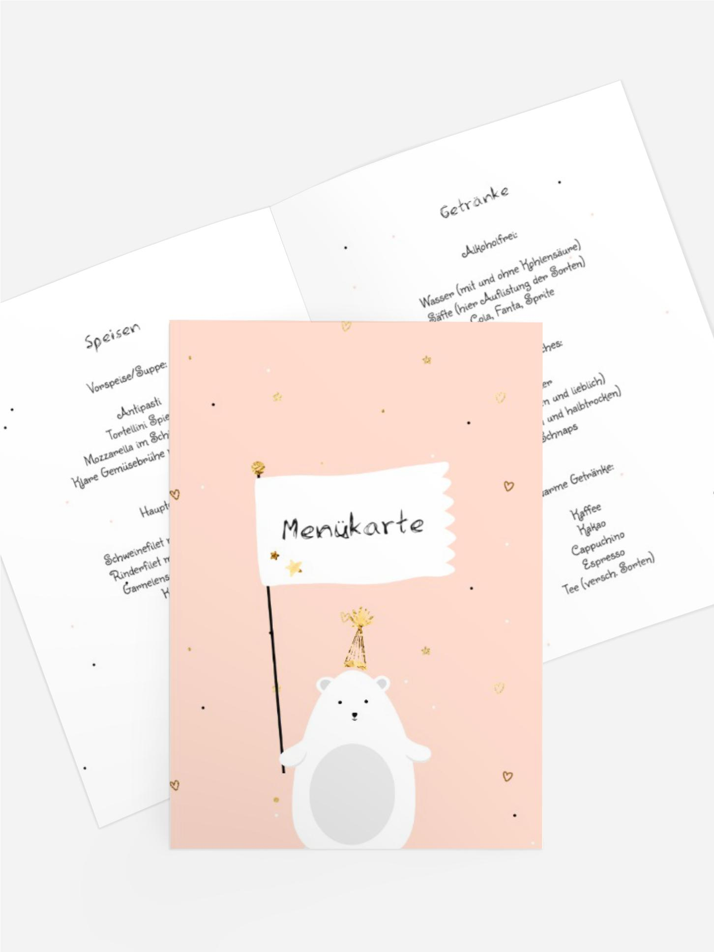 Menükarte Geburtstag Eisbär