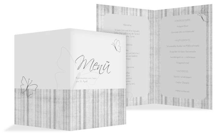 Menükarte Kommunion Butterfly 2 Menükarte Kommunion Butterfly 2
