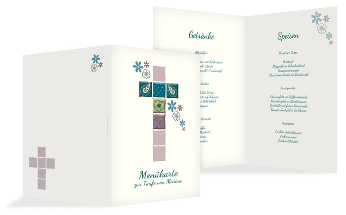 Menükarte Florales Kreuz Menükarte Florales Kreuz