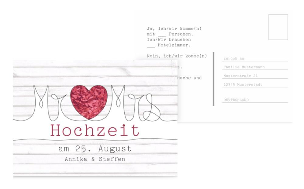Antwortkarte zur Hochzeit Mr&Mrs Antwortkarte zur Hochzeit Mr&Mrs