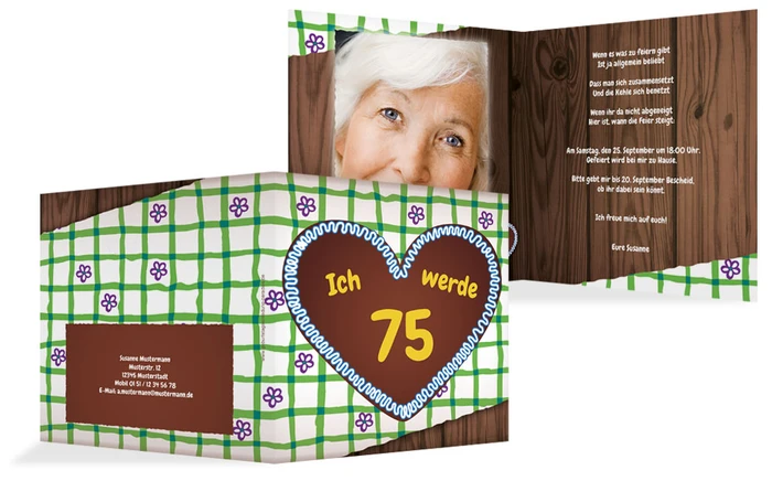 Geburtstagseinladungskarte Lebkuchenherz 75 Foto