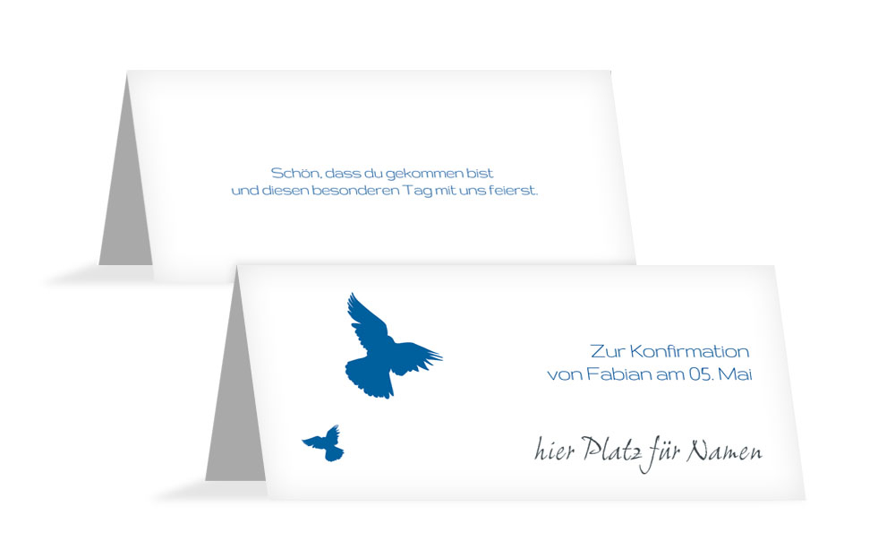 Tischkarte Konfirmation Taube