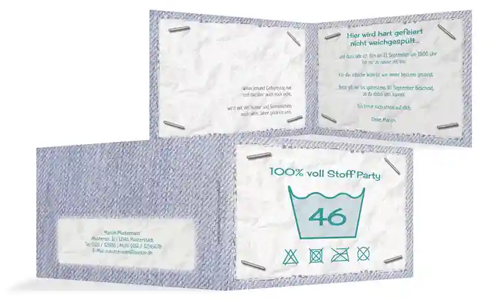 Einladungskarte zum Geburtstag Waschzettel