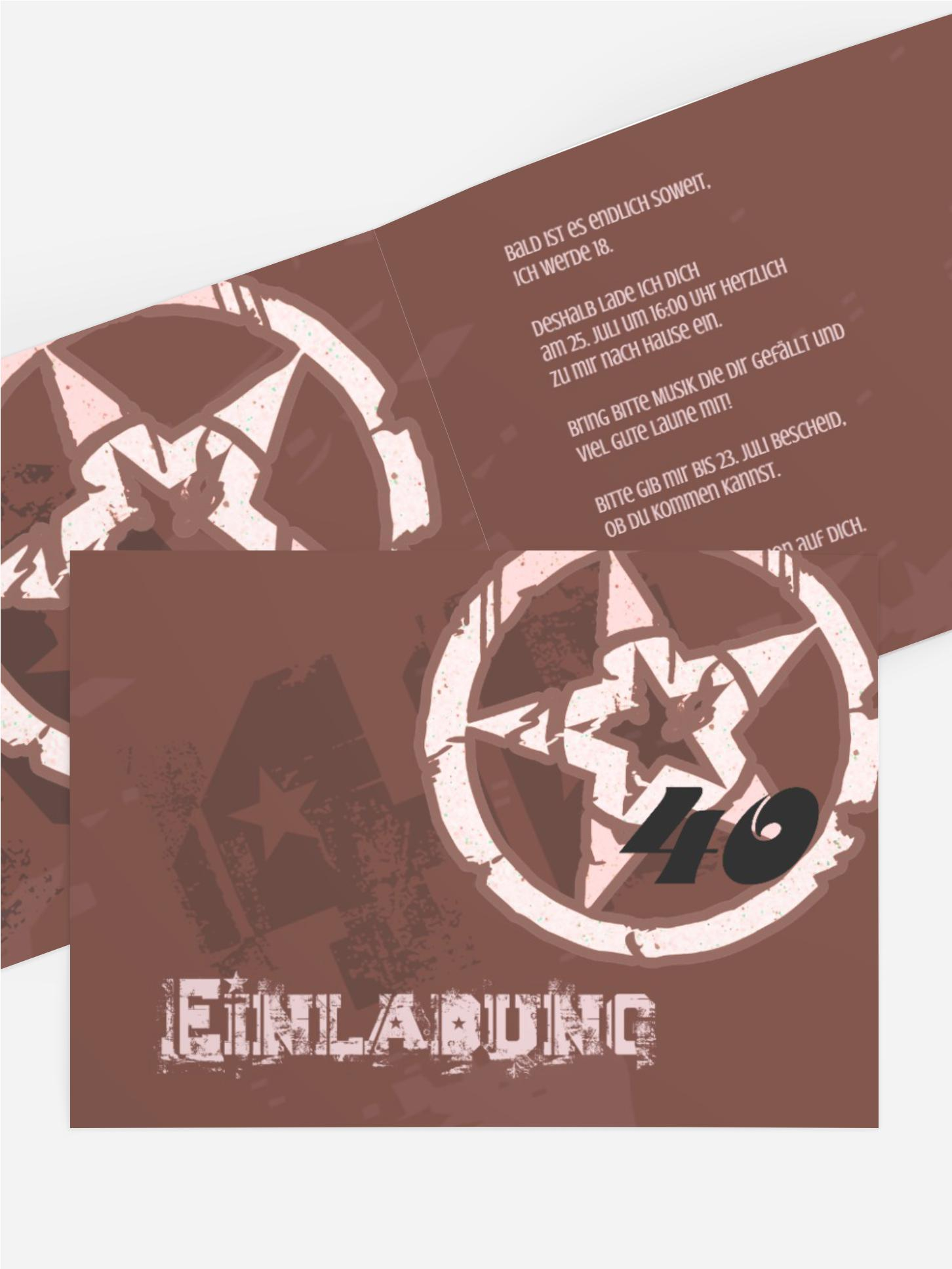 Einladungskarte zum Geburtstag star style 40