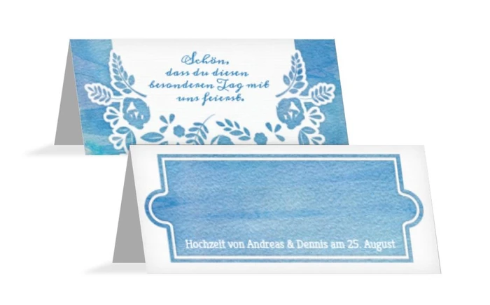 Hochzeitstischkarte Vogelpaar Zylinder