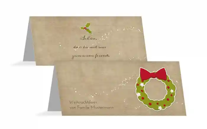 Tischkarte Weihnachtskranz
