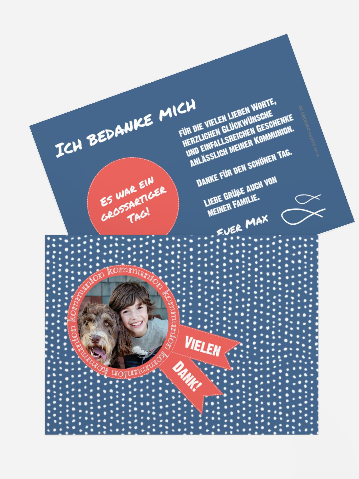 Dankeskarte Kommunion Punkte