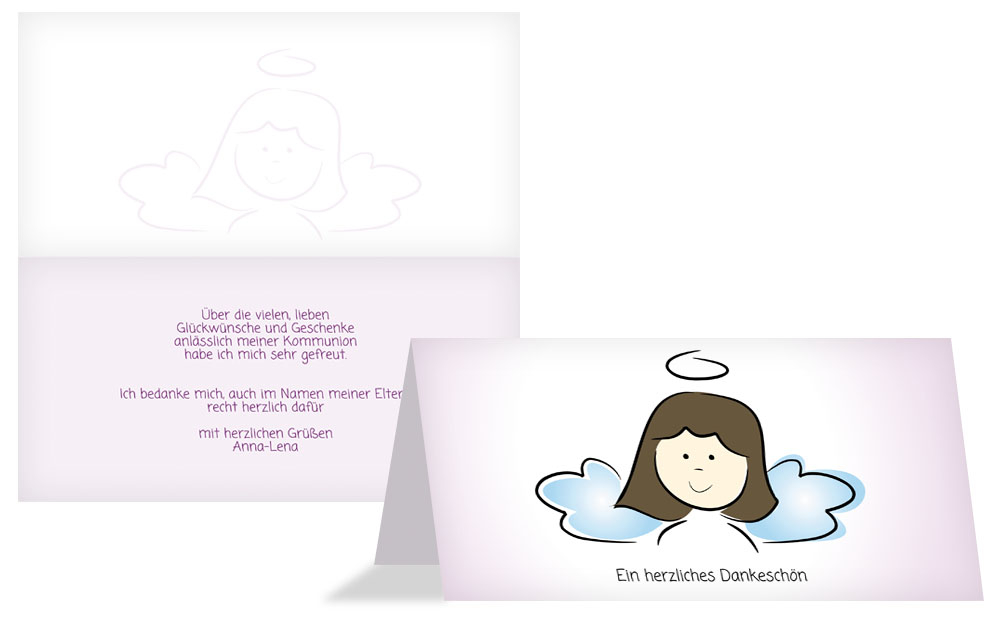 Dankeskarte Konfirmation Engelchen Mädchen Dankeskarte Konfirmation Engelchen Mädchen