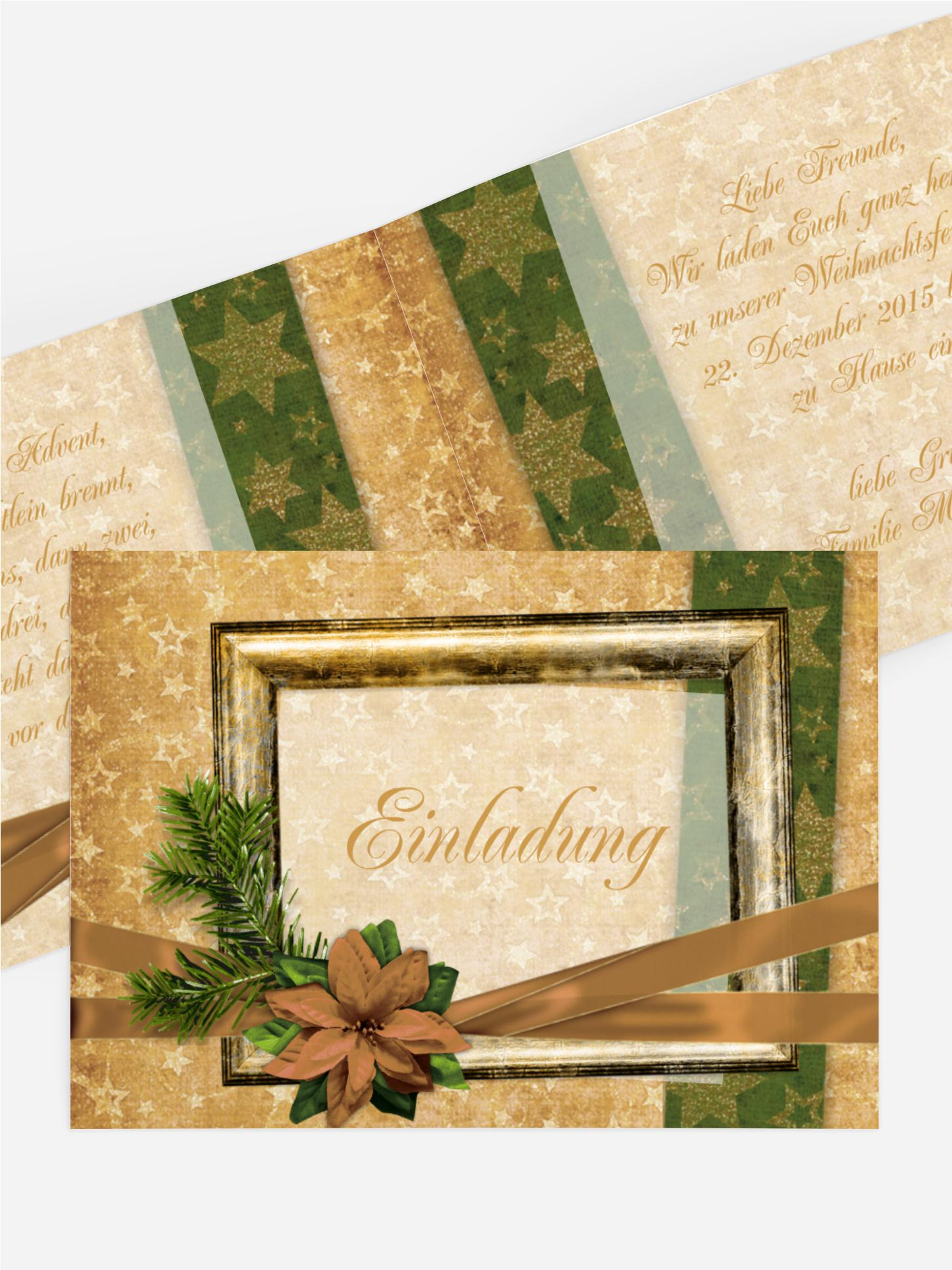 Weihnachtseinladung Goldenes Geschenk