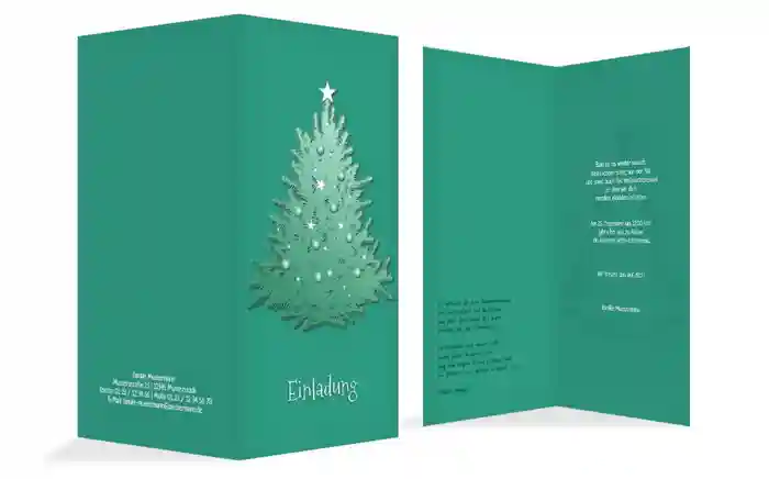 Weihnachtseinladung Privat geschmückter Baum