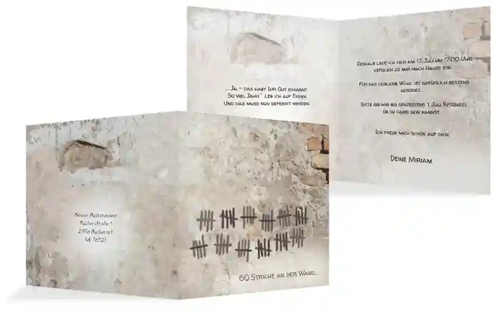 Einladung Striche an der Wand 60