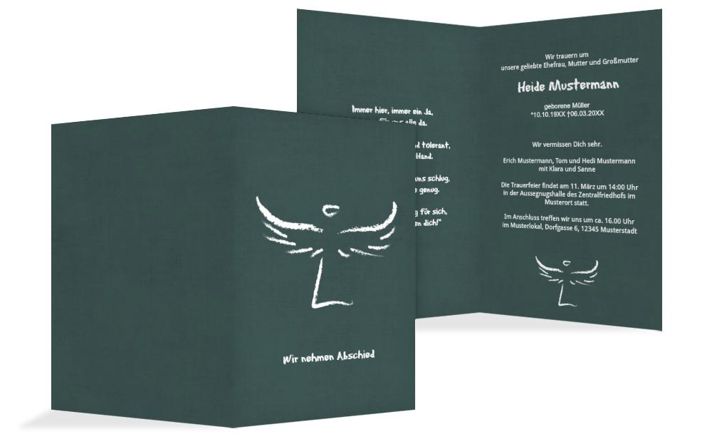 Trauerkarte heavenly wings hoch Trauerkarte heavenly wings hoch