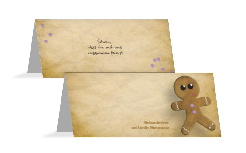 Weihnachtstischkarte Lebkuchenmännchen Weihnachtstischkarte Lebkuchenmännchen