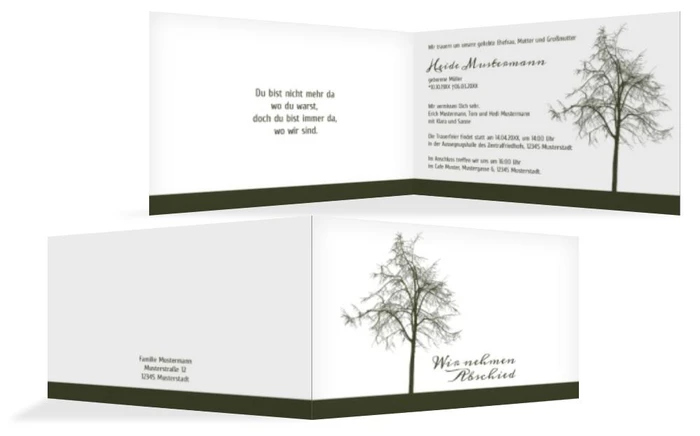 Trauerkarte Tree quer