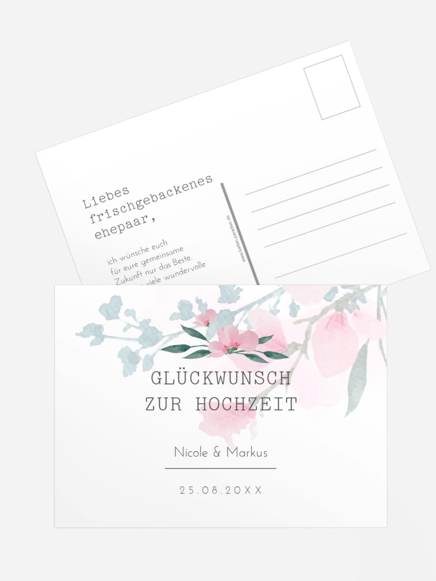 Glückwunschkarte zur Hochzeit Sträußchen