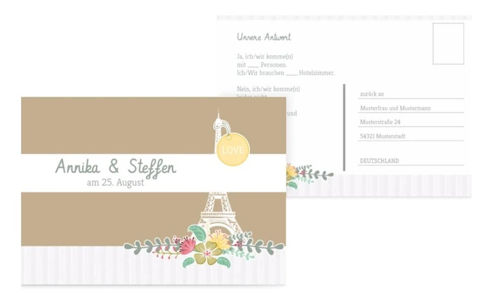 Antwortkarte zur Hochzeit Paris