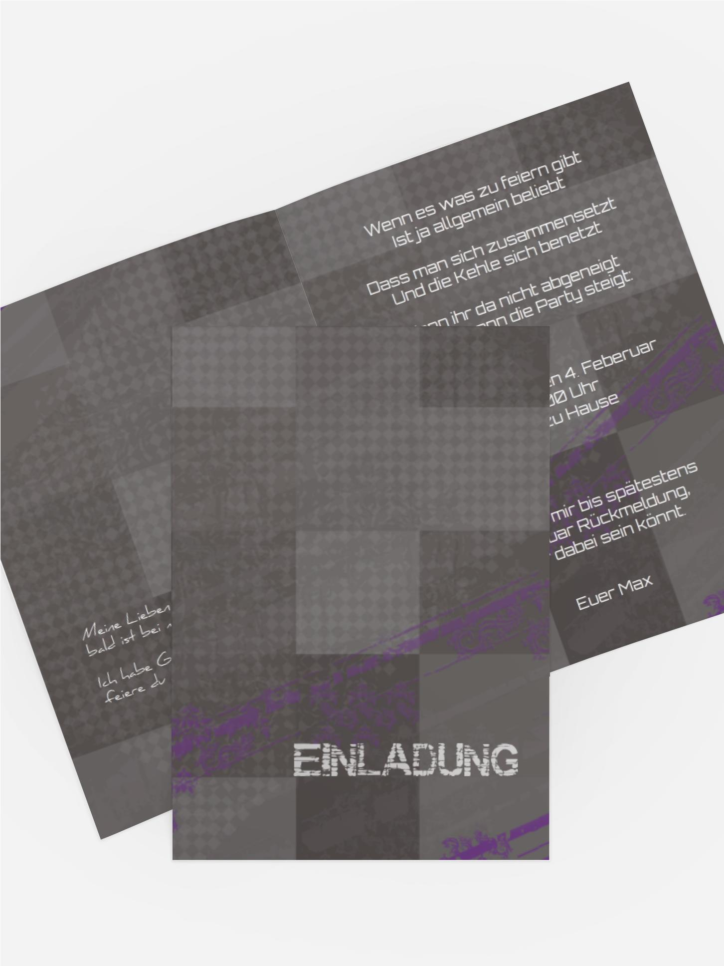 Einladungskarte für Jugendliche farbige Würfel Einladungskarte für Jugendliche farbige Würfel